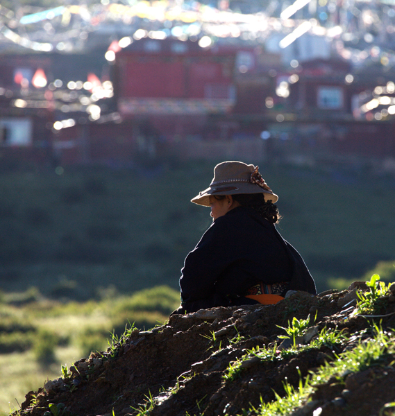 思  作品描述: 清晨,山坡上一位藏族姑娘在静静的沉思佛教的意境
