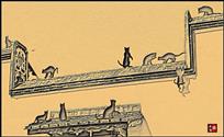 《猫逛古墙头》