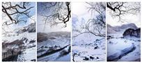 长白冬雪四条屏