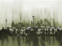 雨中的上海外滩.