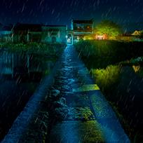 宏村雨夜