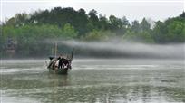 雨中晨渡