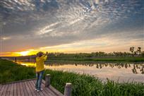 夕照古黄河