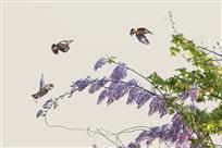 紫虅掠鸟图