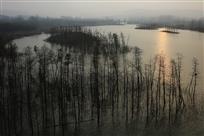 层林渐远去&nbsp;斜阳入湖来